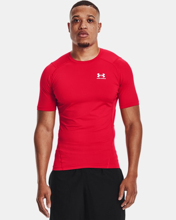 Men's HeatGear® Armour Short Sleeve in Red image number 0
